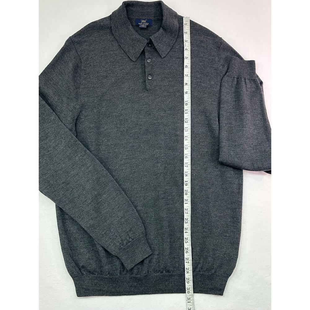 Brooks Brothers 346 Extra Fine Merino Wool Long Sleeve Polo Sweater Gray XL - Picture 6 of 8